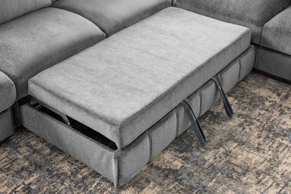 Overnight Grey 4-Piece Sleeper Sectional with Left Arm Facing Chaise