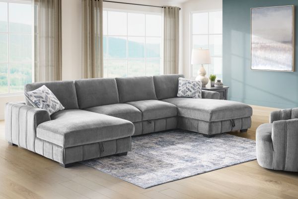 Overnight Grey 3-Piece Sleeper Sectional with Dual Chaises