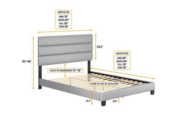 Parker Full Platform Bed - Grey