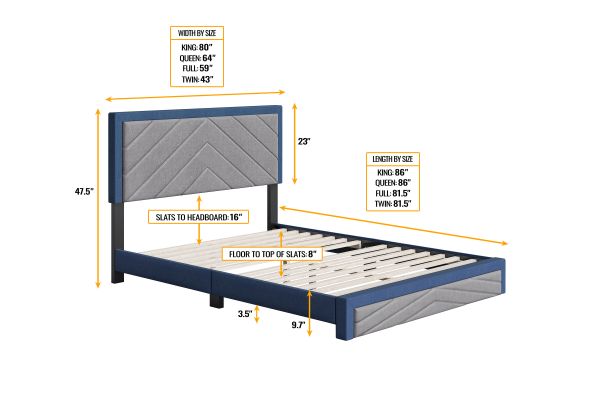 Batavia Full Platform Bed - Blue