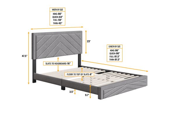 Batavia Full Platform Bed - Grey