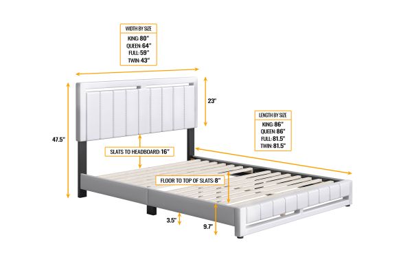 Bethel Full Platform Bed - White