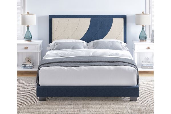 Enya Full Platform Bed - Blue/Ivory