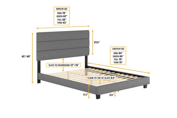 Sardinia Queen Platform Bed - Grey