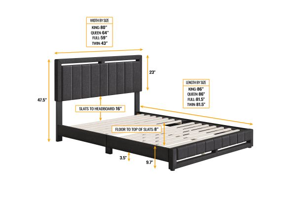 Shiloh King Platform Bed - Charcoal