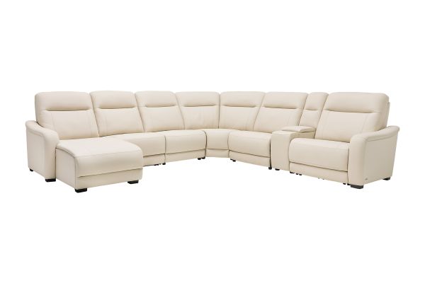 Newport 7-Piece Leather Dual Power Reclining Sectional with Left Arm Facing Chaise