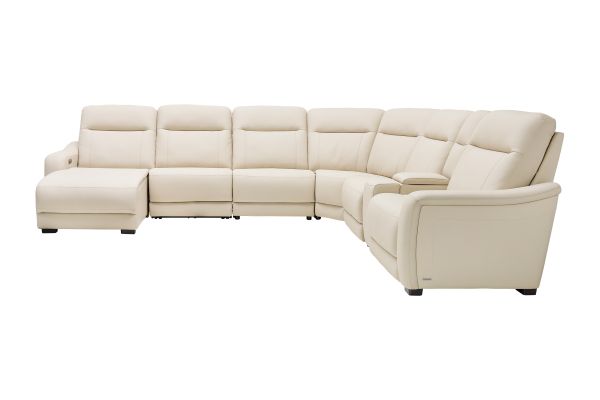 Newport 7-Piece Leather Dual Power Reclining Sectional with Left Arm Facing Chaise