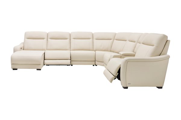 Newport 7-Piece Leather Dual Power Reclining Sectional with Left Arm Facing Chaise