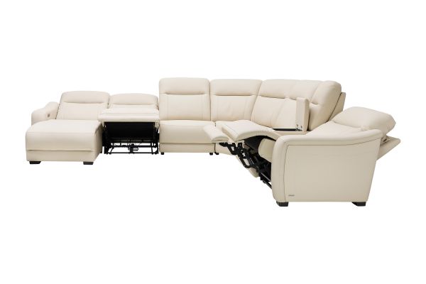 Newport 7-Piece Leather Dual Power Reclining Sectional with Left Arm Facing Chaise