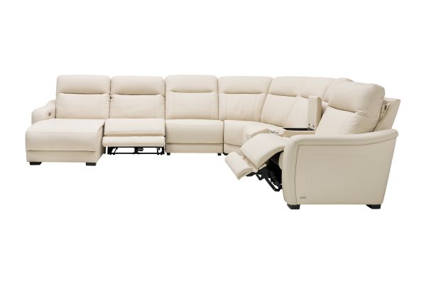 Newport 7-Piece Leather Dual Power Reclining Sectional with Left Arm Facing Chaise