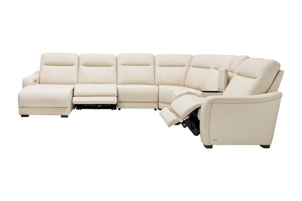 Newport 7-Piece Leather Dual Power Reclining Sectional with Left Arm Facing Chaise