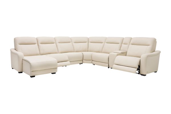 Newport 7-Piece Leather Dual Power Reclining Sectional with Left Arm Facing Chaise
