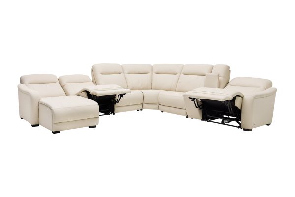 Newport 7-Piece Leather Dual Power Reclining Sectional with Left Arm Facing Chaise