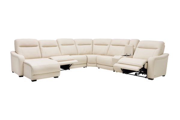 Newport 7-Piece Leather Dual Power Reclining Sectional with Left Arm Facing Chaise