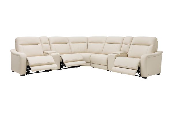 Newport 7-Piece Leather Dual Power Reclining Sectional