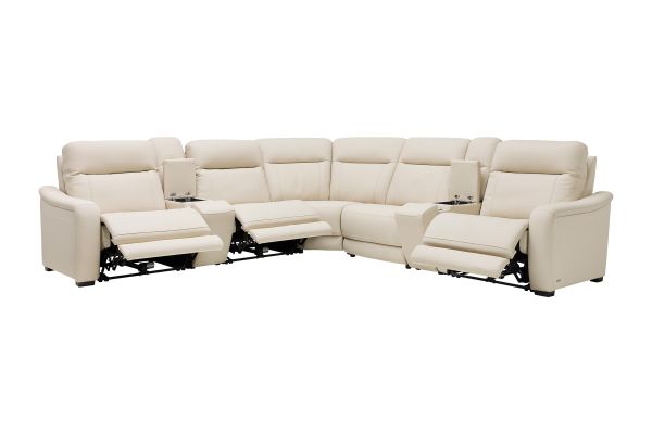 Newport 7-Piece Leather Dual Power Reclining Sectional