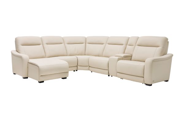 Newport 6-Piece Leather Dual Power Reclining Sectional with Left Arm Facing Chaise