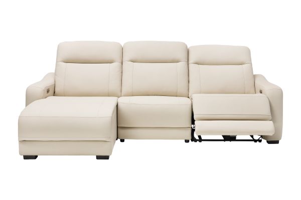 Newport 3-Piece Leather Dual Power Reclining Sectional with Left Arm Facing Chaise