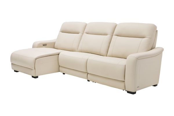 Newport 3-Piece Leather Dual Power Reclining Sectional with Left Arm Facing Chaise