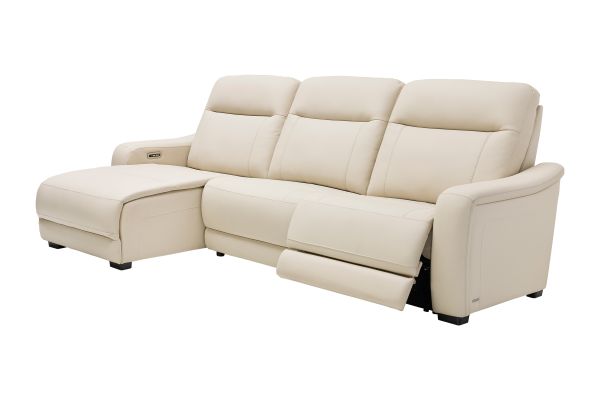 Newport 3-Piece Leather Dual Power Reclining Sectional with Left Arm Facing Chaise