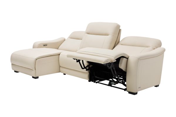 Newport 3-Piece Leather Dual Power Reclining Sectional with Left Arm Facing Chaise