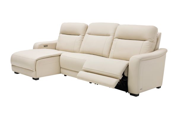 Newport 3-Piece Leather Dual Power Reclining Sectional with Left Arm Facing Chaise