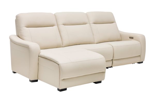 Newport 3-Piece Leather Dual Power Reclining Sectional with Left Arm Facing Chaise
