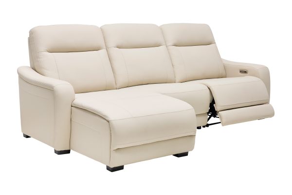Newport 3-Piece Leather Dual Power Reclining Sectional with Left Arm Facing Chaise