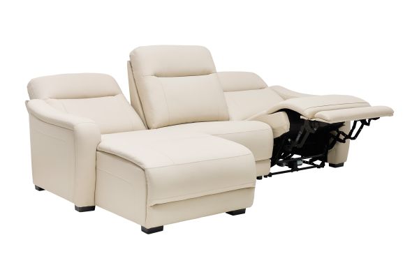 Newport 3-Piece Leather Dual Power Reclining Sectional with Left Arm Facing Chaise