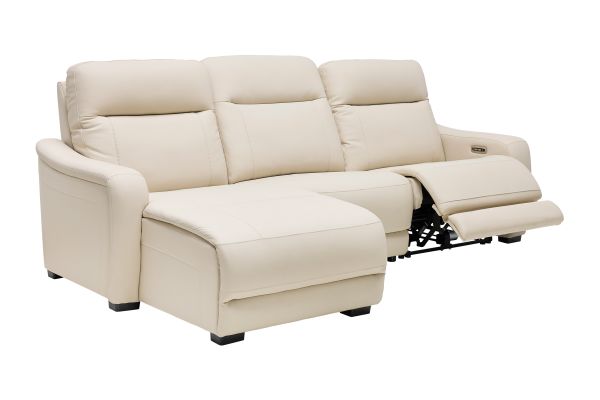 Newport 3-Piece Leather Dual Power Reclining Sectional with Left Arm Facing Chaise