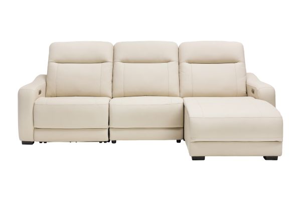 Newport 3-Piece Leather Dual Power Reclining Sectional with Right Arm Facing Chaise