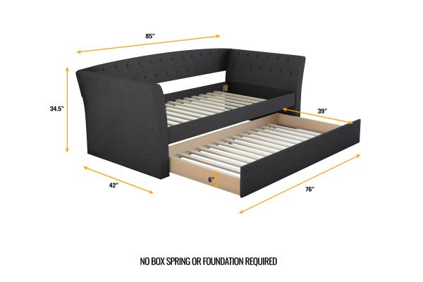 Neville Daybed with Trundle - Charcoal