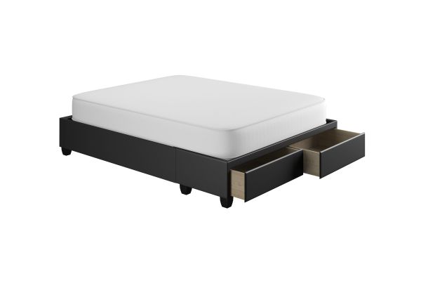 Piazza Queen Platform Base with Drawers - Black