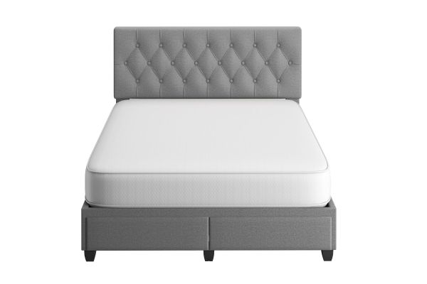 Sorrento Queen Platform Bed with Drawers - Light Grey