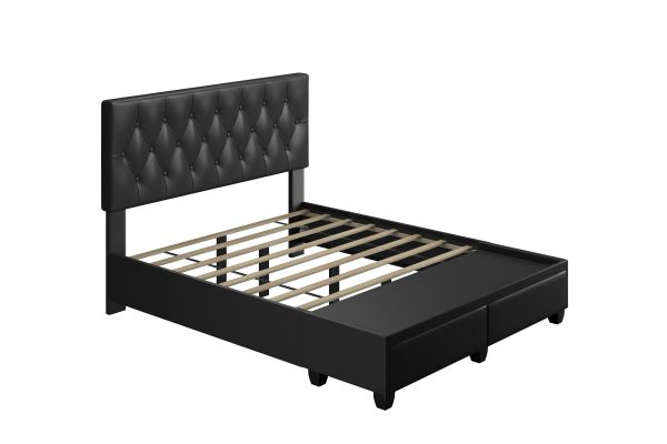 Victory Full Platform Bed with Drawers - Black