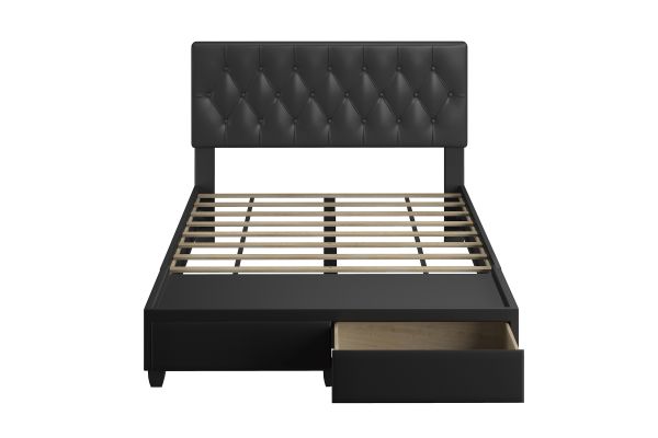Victory Full Platform Bed with Drawers - Black