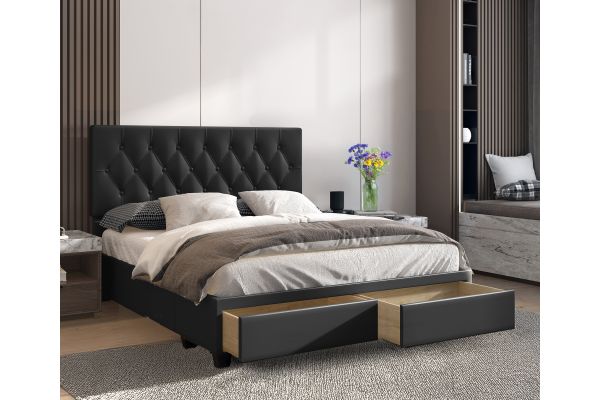 Victory Full Platform Bed with Drawers - Black