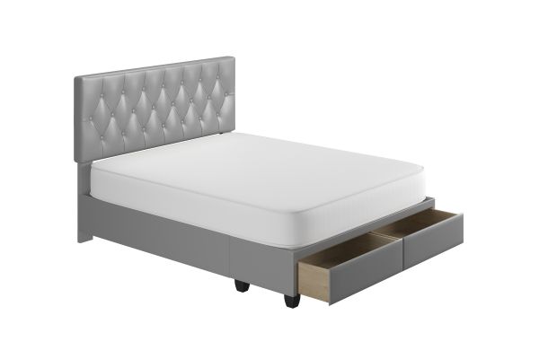 Victory Full Platform Bed with Drawers - Grey