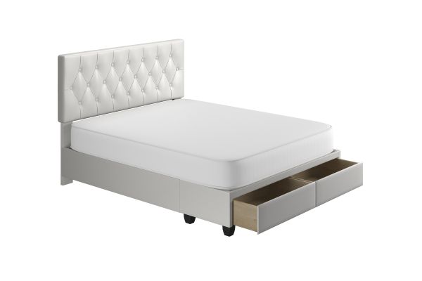 Victory Full Platform Bed with Drawers - White