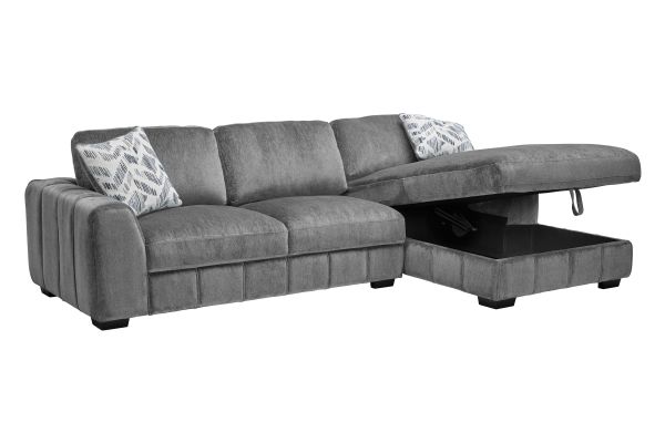 Overnight Grey 2-Piece Sectional with Right Arm Facing Chaise