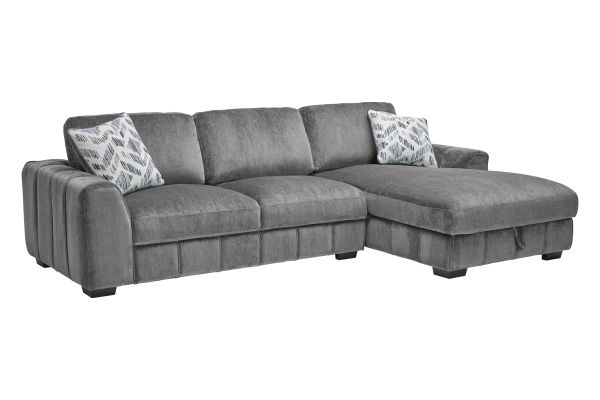 Overnight Grey 2-Piece Sectional with Right Arm Facing Chaise