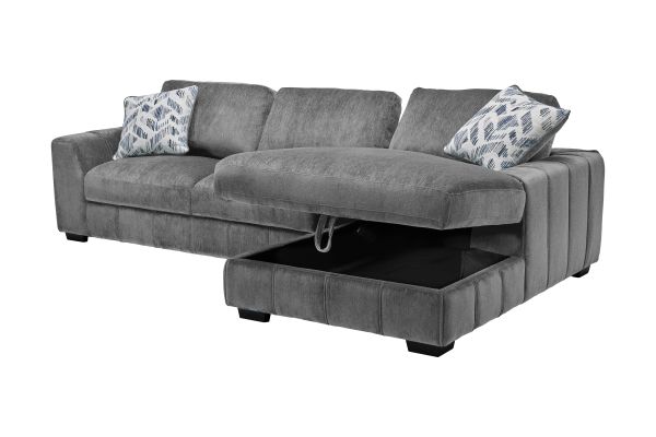 Overnight Grey 2-Piece Sectional with Right Arm Facing Chaise
