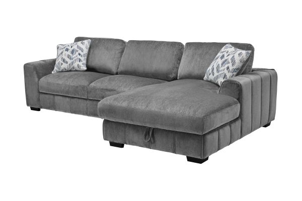 Overnight Grey 2-Piece Sectional with Right Arm Facing Chaise