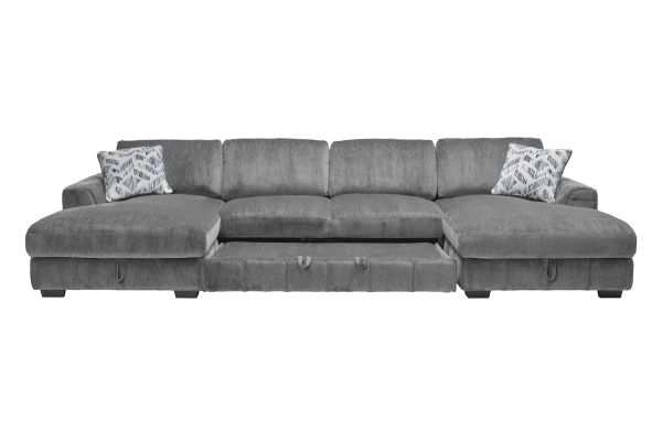 Overnight Grey 3-Piece Sleeper Sectional with Dual Chaises
