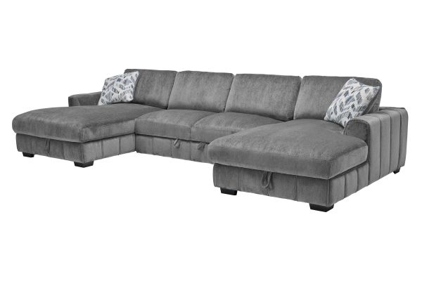 Overnight Grey 3-Piece Sleeper Sectional with Dual Chaises