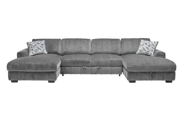 Overnight Grey 3-Piece Sleeper Sectional with Dual Chaises
