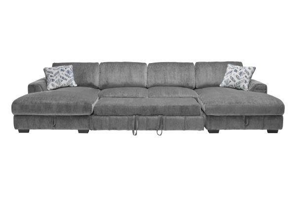 Overnight Grey 3-Piece Sleeper Sectional with Dual Chaises