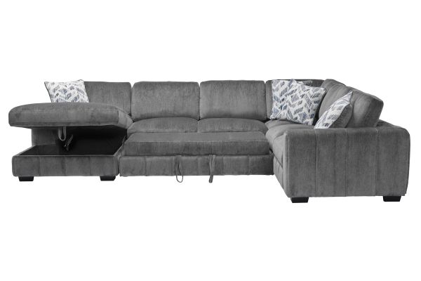 Overnight Grey 4-Piece Sleeper Sectional with Left Arm Facing Chaise