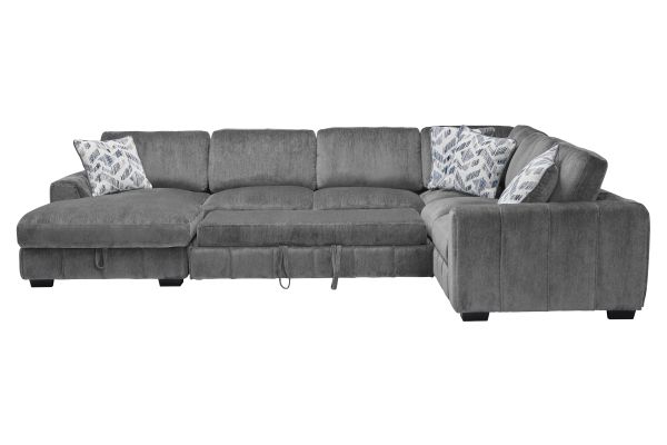 Overnight Grey 4-Piece Sleeper Sectional with Left Arm Facing Chaise