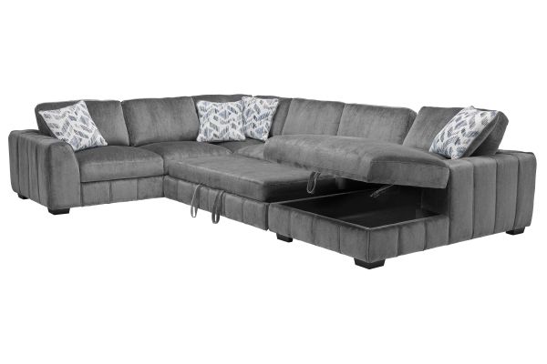 Overnight Grey 4-Piece Sleeper Sectional with Right Arm Facing Chaise